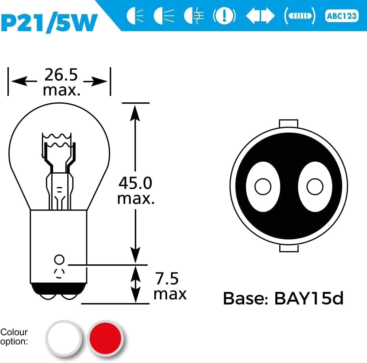 Road Legal E Approved P21/5W 380 Clear Car Bulbs – Twin Pack for Safety