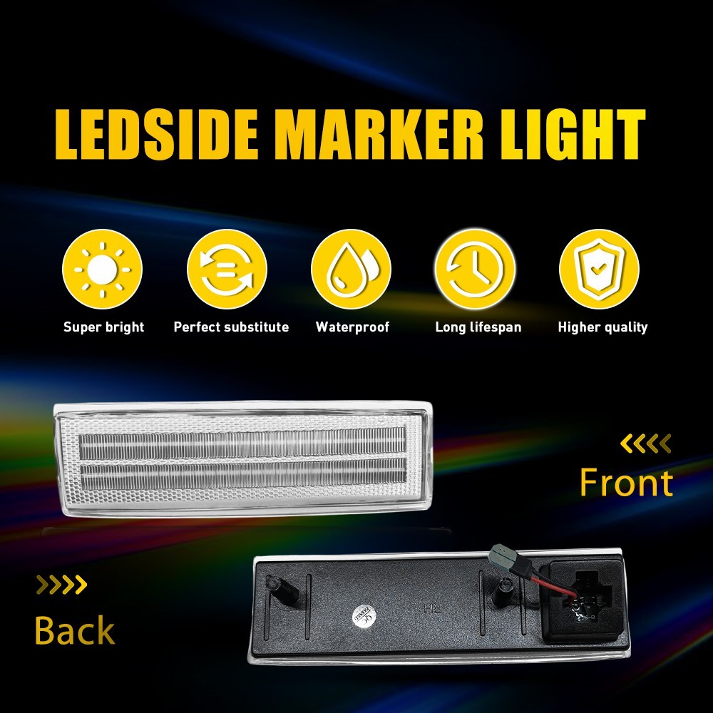 2x CLEAR Side Marker Lights LED For Chevy Olds S10 Pickup S15 Jimmy Amber EOT