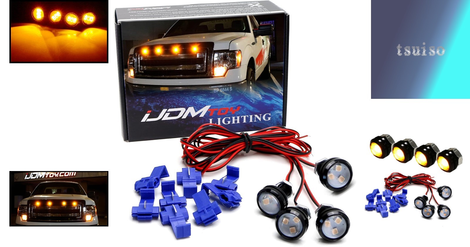 4pc Amber Yellow LED Grille Lighting Kit for Trucks & SUVs – Universal Fit