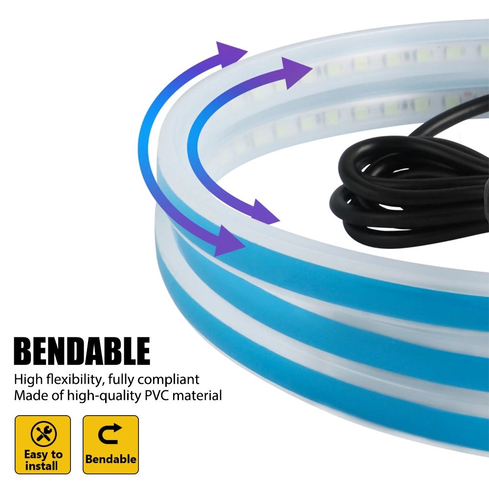12V Car Hood LED Daytime Running Light Strip Waterproof Flexible Lamps 180cm D