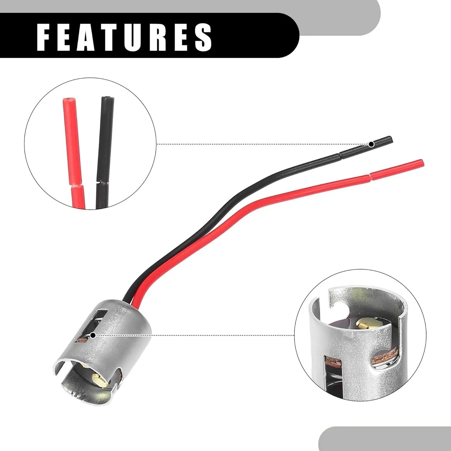 BAY15D 1157 LED Light Bulb Socket Holder with Wire Connector for Car Auto Truck