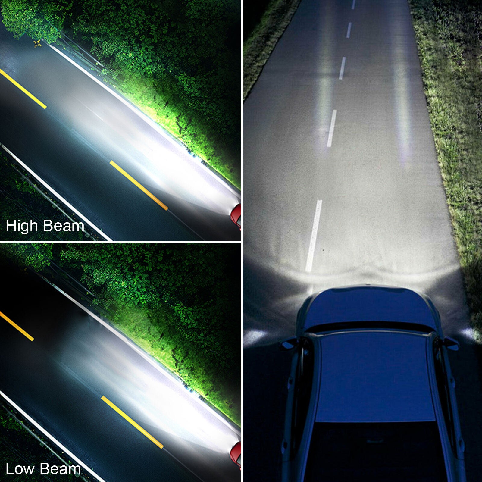 2x H11B LED Headlight Bulbs Kit High Low Beam 60000LM 6500K White Super Bright