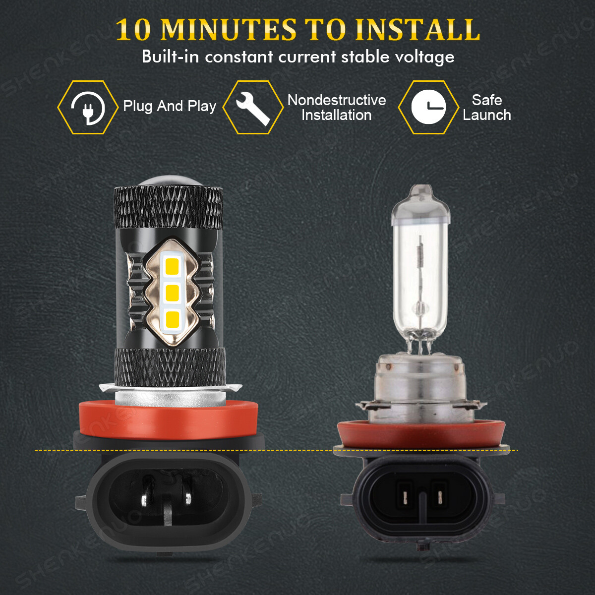 2x 3000K Amber H11 LED Fog Light Bulbs Kit For Toyota Tacoma 2016 2017 2018 2019