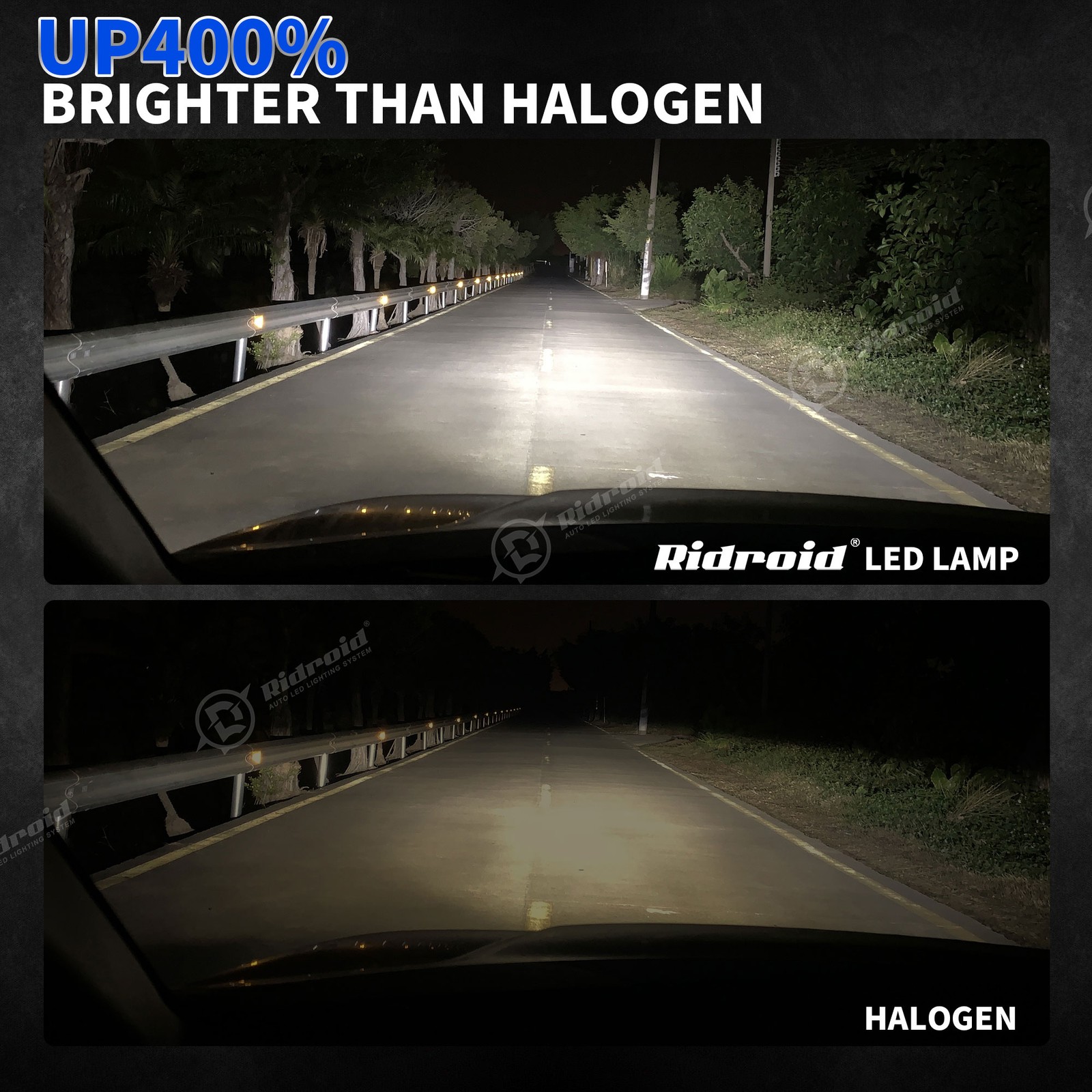 2-side 9007 HB5 LED Headlight Bulbs Kit 72000LM Super Bright High Low Beam Bulbs