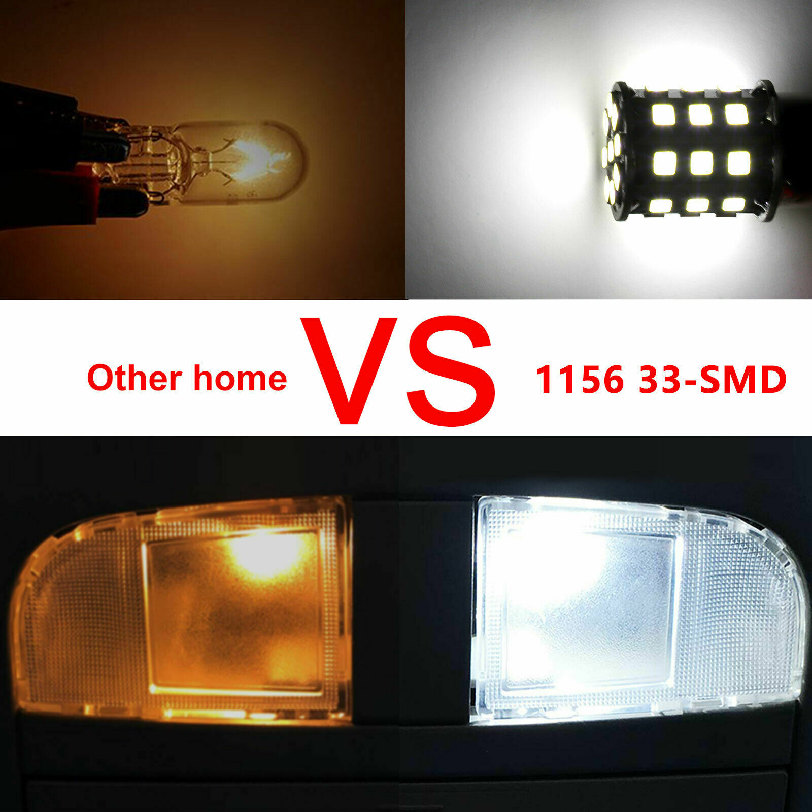 10pcs Super Bright White 1156 RV Trailer 33-SMD LED 1141 Interior Light Bulbs US