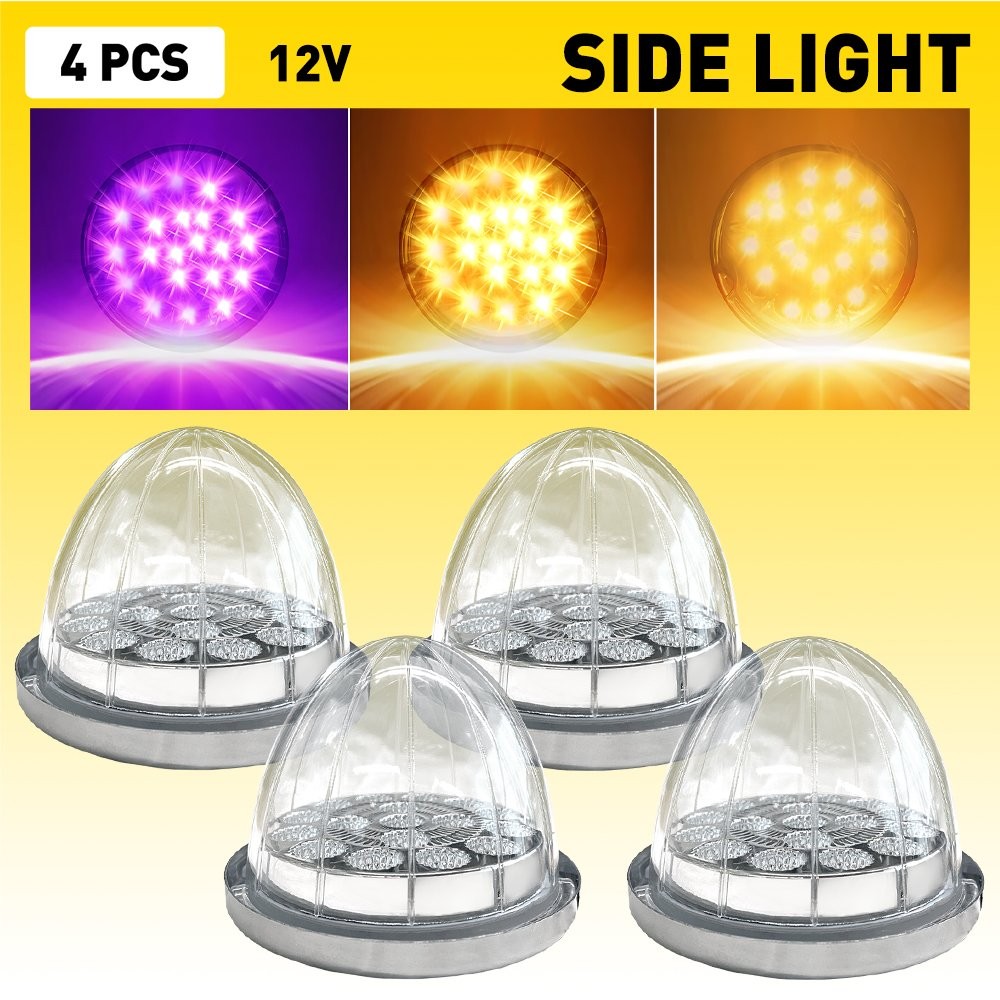 4PC Amber Purple Dual Color LED Watermelon Lights Side Marker Lights 17LEDs Part