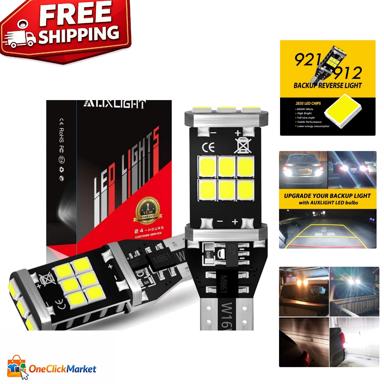 High Power LED Bulbs with 360-Degree Illumination – 30,000 Hour Lifespan, 2 Pack