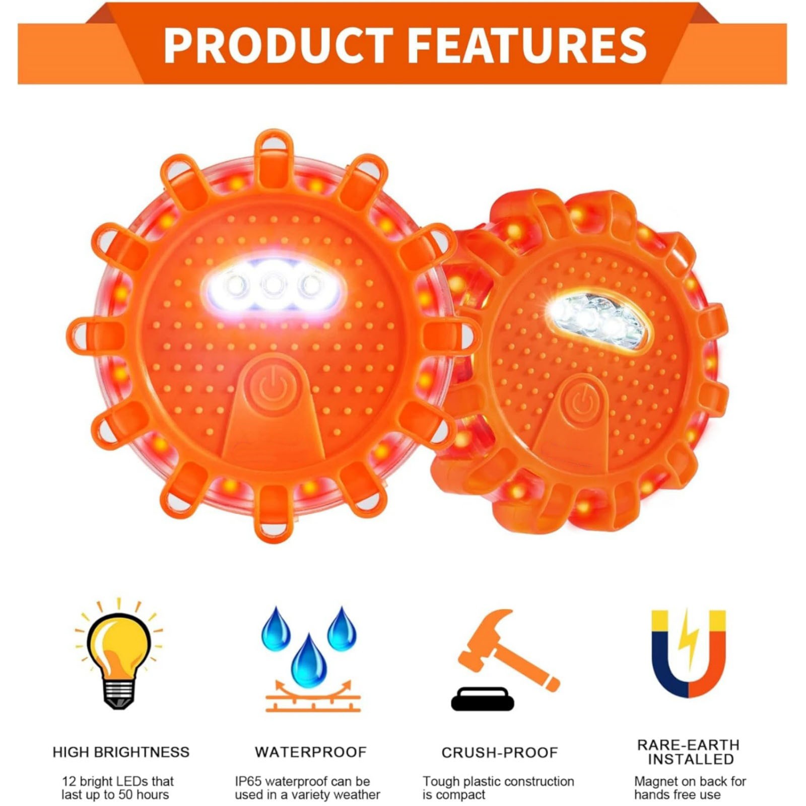 15 LED Safety Beacon Road Flare with SOS and 9 Flashing Modes for Vehicles