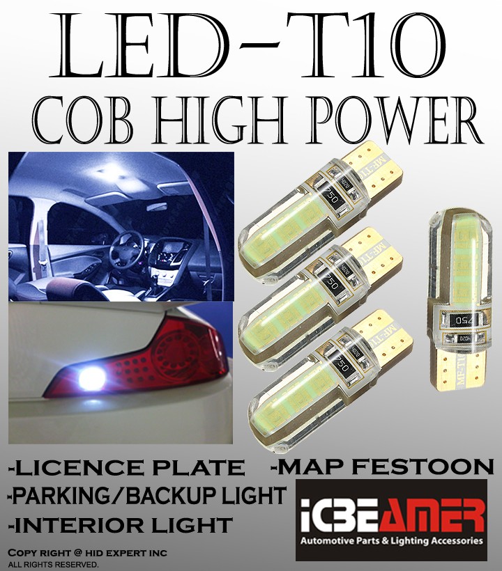 4pc Bright White T10 168 194 2825 T15 COB LED Fi Front Side Marker Lights P289
