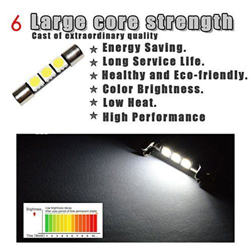 16X 5050 3-SMD 31mm 6641 Fuse LED Bulbs Vanity Mirror Light Sun Visor Lamp White