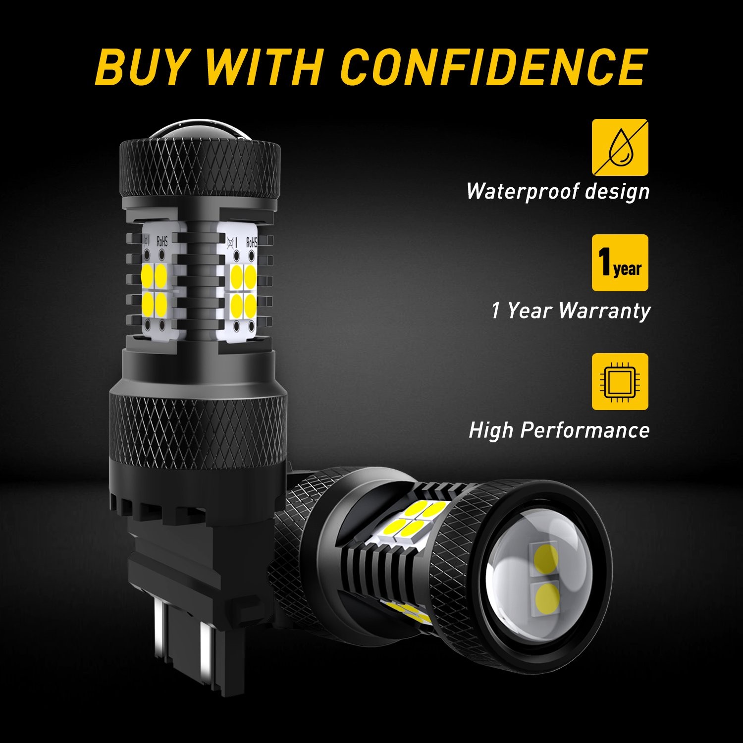 2X AUXITO 3157 3156 Turn Signal light White High Power bulb LED 2400LM EXC