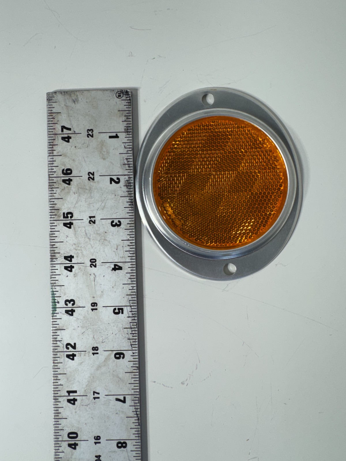 3 inch Round Aluminum Housing Reflectors Amber + Red Pair Military Trailer