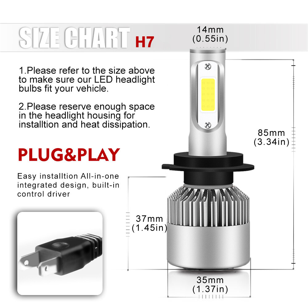 Combo H7 H11B LED Headlight High&Low Beam Bulbs 6000K For Kia Forte 2010-2013