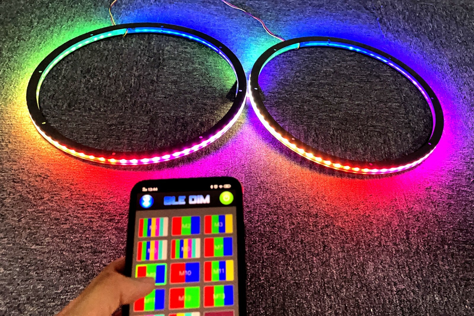 JHB 6.5″ x2PCS SET Remote Bluetooth CHASING Flow LEDs Audio Speaker Rings Lights