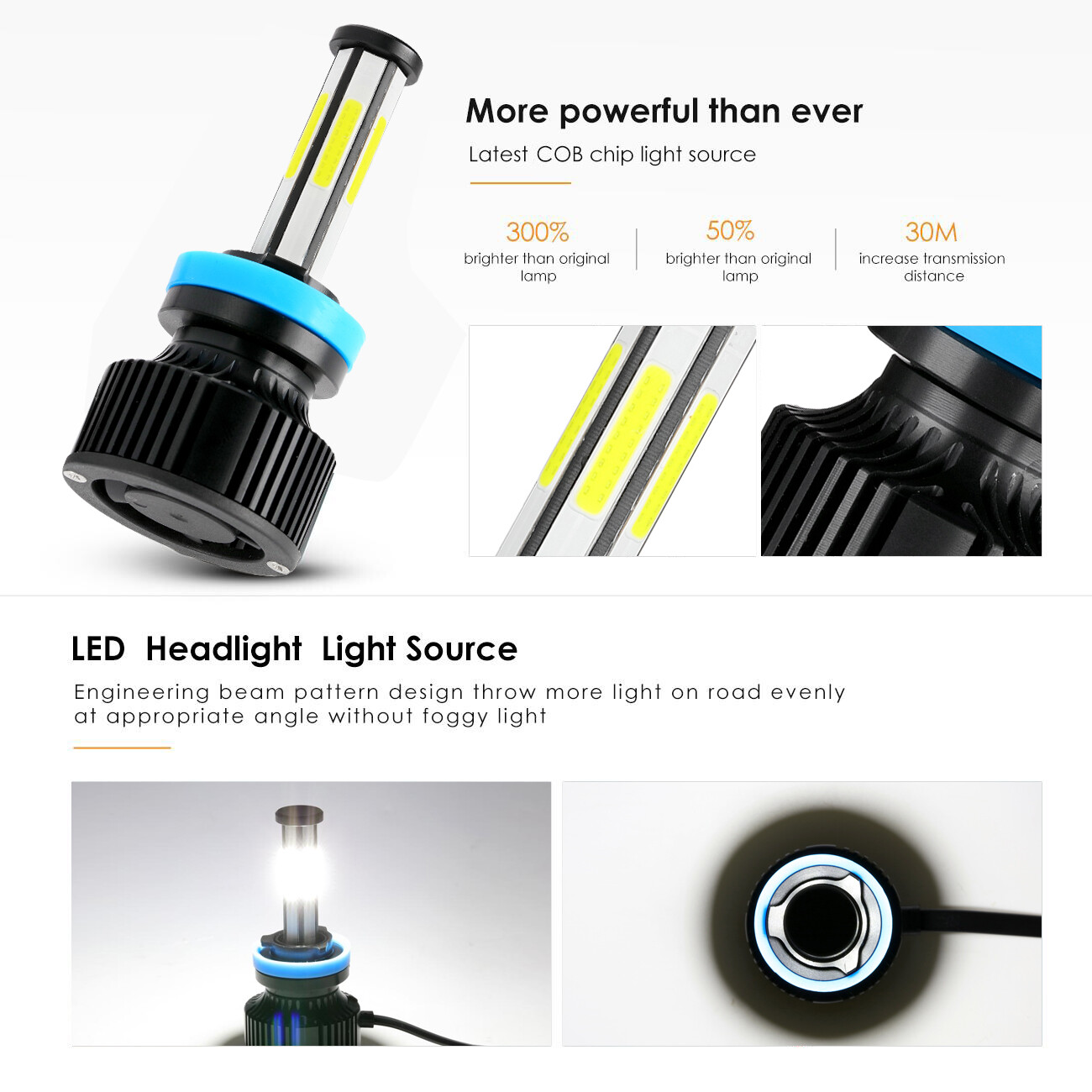 2025 6-Sides H11 LED Headlight Bulbs Conversion Kit Low Beam Super Bright 6500K