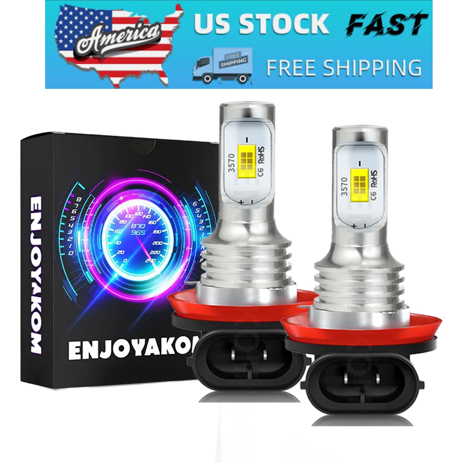 H11 LED Headlight Super Bright Bulbs Kit 12000K White 330000LM High/Low Beam