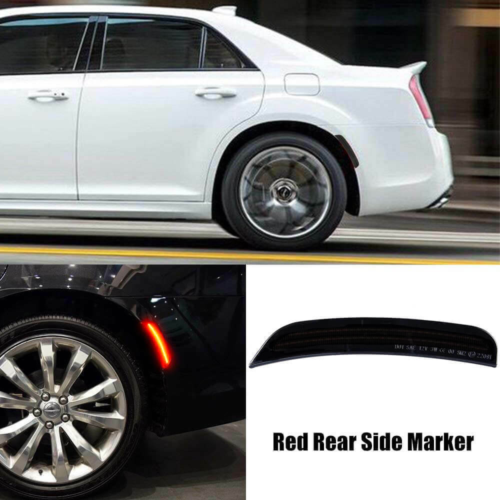 4PC Smoked Front&Rear LED Side Marker Light 2Row Lamp For 2015-2021 Chrysler 300