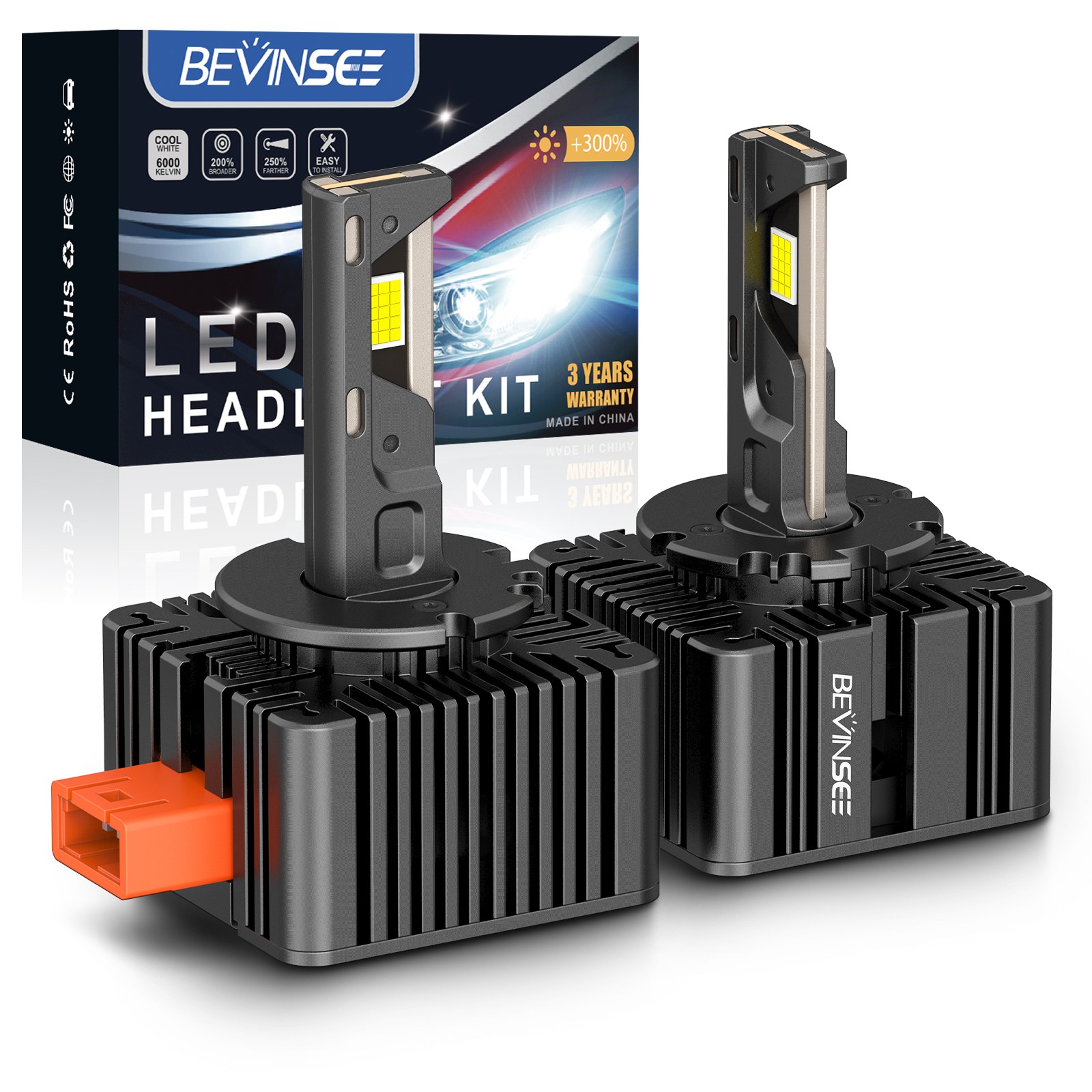 D3S LED Headlight Bulbs 6000K Super Bright Xenon White HID Replace Hi Low Beam