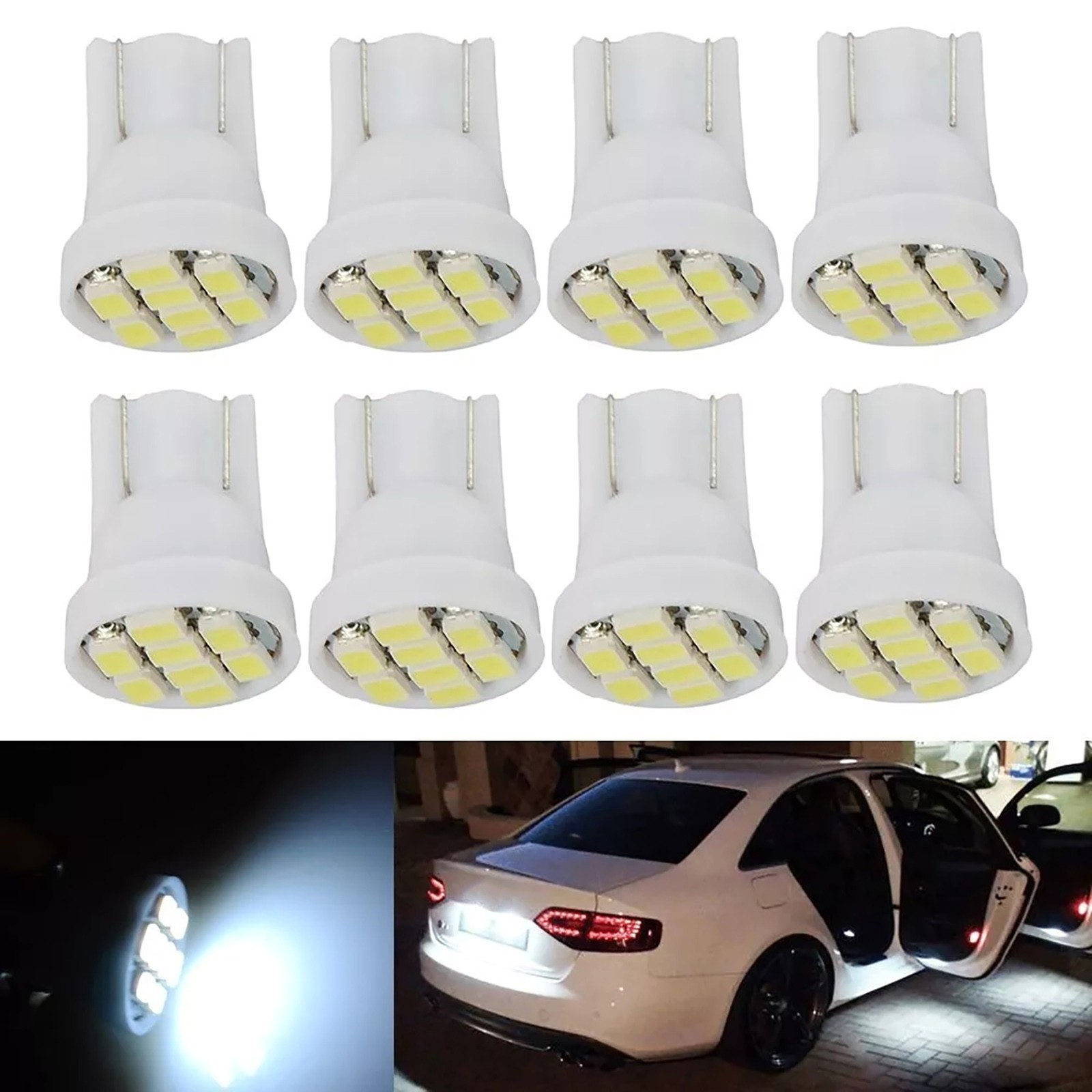 10x 8 SMD White LED Bulb Reading Light license Plate Light Door Edge Light New