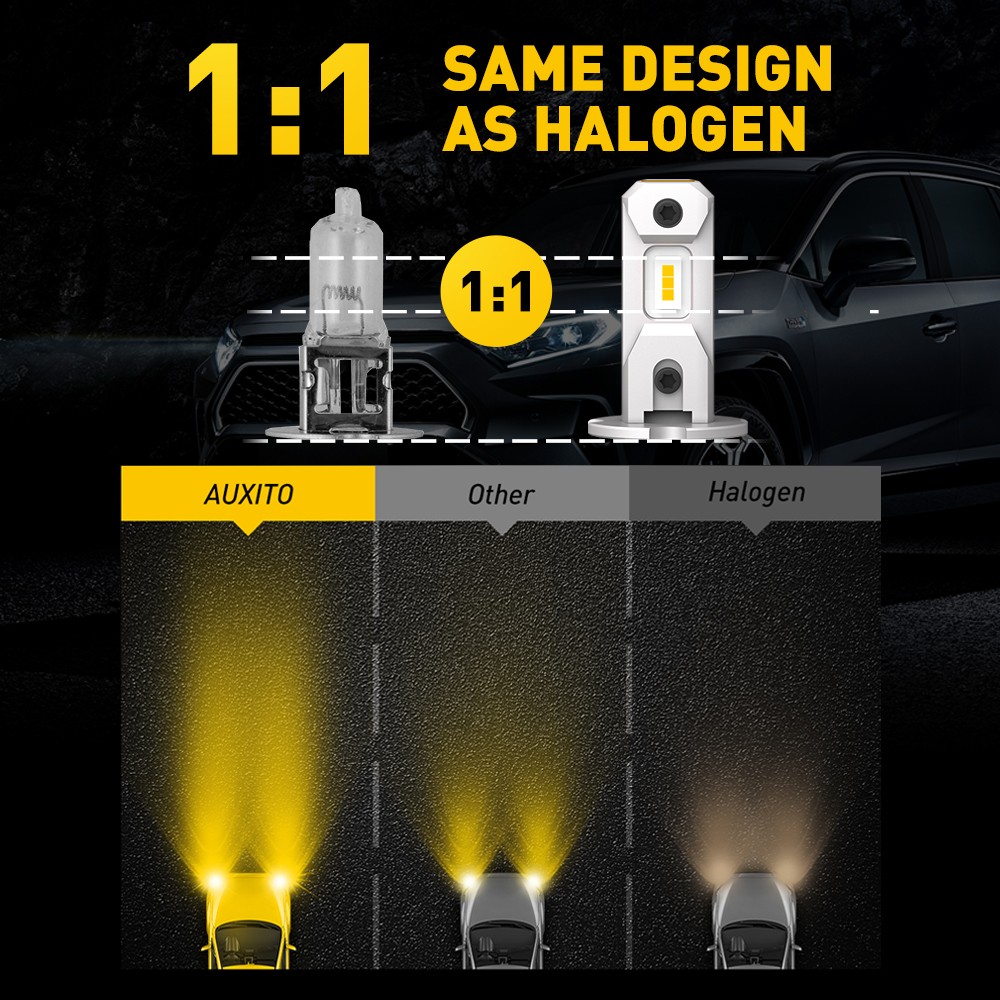 AUXITO H3 LED Fog Light Bulb Conversion Super Bright White/ Yellow Ultra Bright