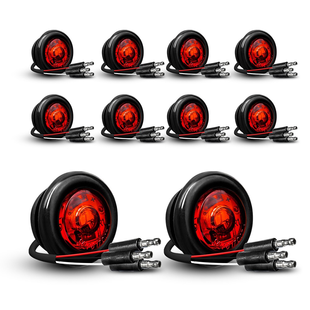 3/4″ Round Red LED 50000 Hours Lifespan Side Running Marker Lamps 12V 20Pcs New