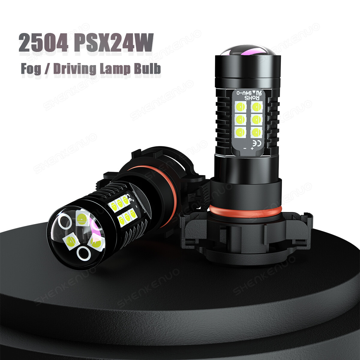 PSX24W 2504 LED Driving Fog Light 6000K Pure White Replace Lamp Super Bright
