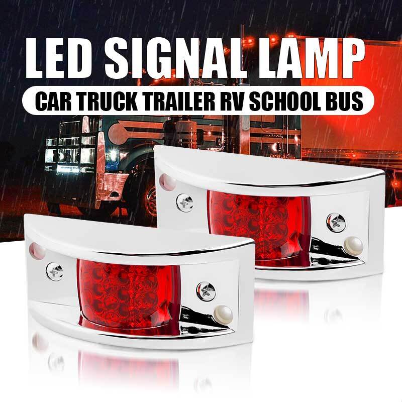 Amber/Red/White 12 LED Sealed Chrome Side Marker Truck Trailer Clearance Lights