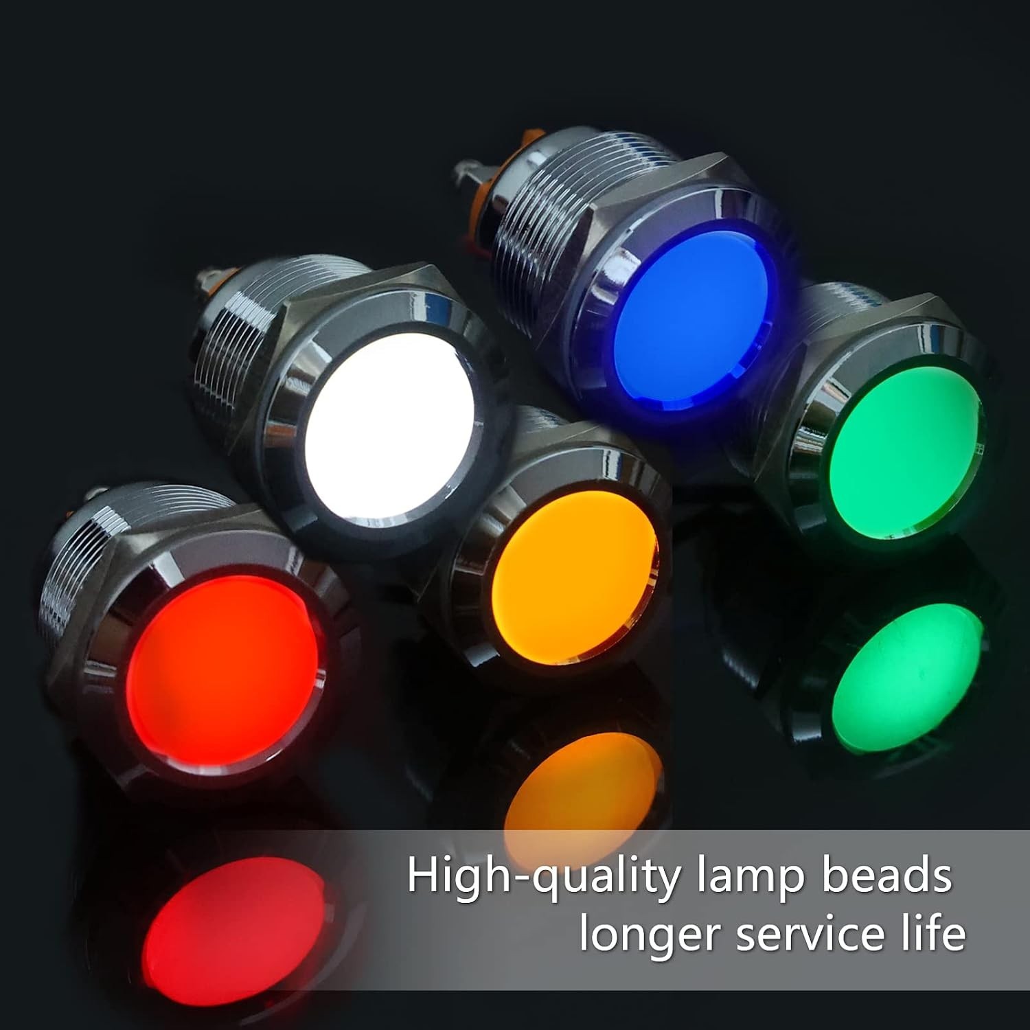 22mm Waterproof LED Indicator Light – Set of 5 Multi-Color Signal Lamps