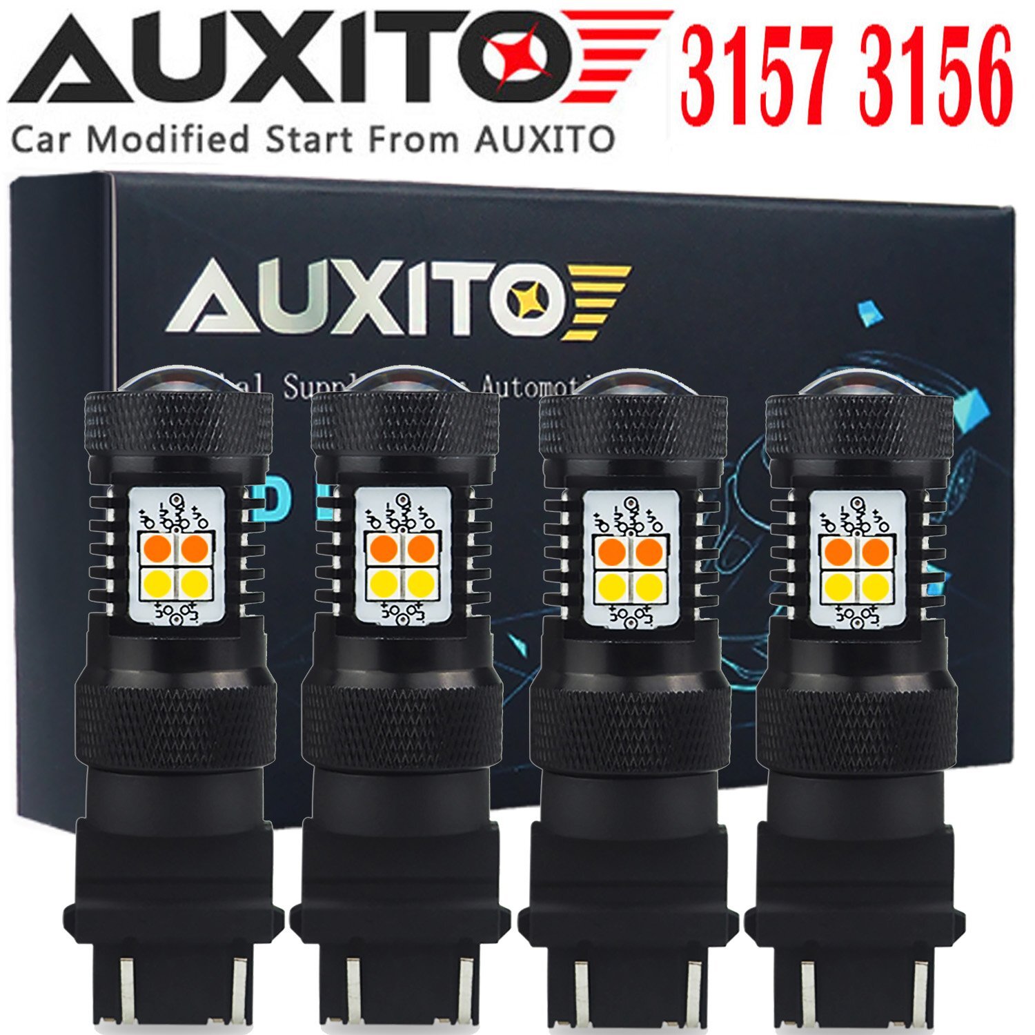 4X 3157 3457 4157NA LED Switchback White Yellow Turn Signal Light Bulb 16K EA