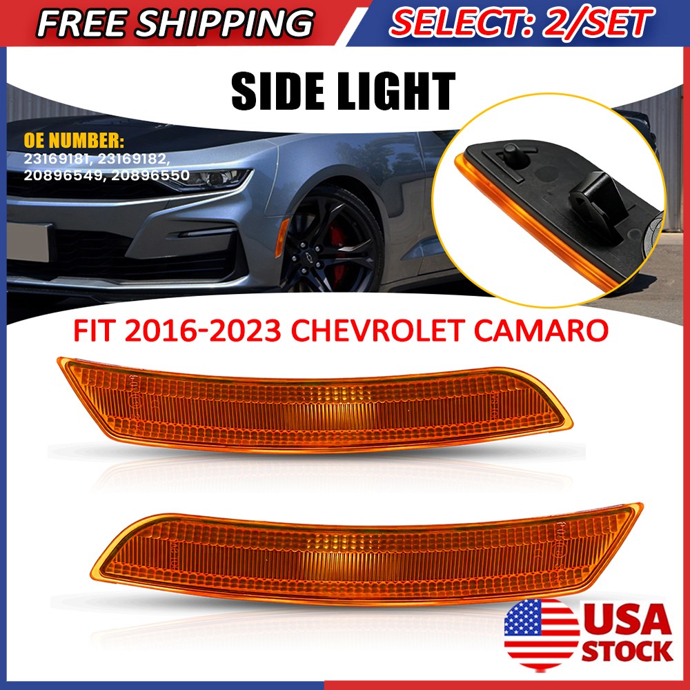 4x For 2016 17-2023 Chevrolet Camaro Side Marker Light Covers Driver & Passenger