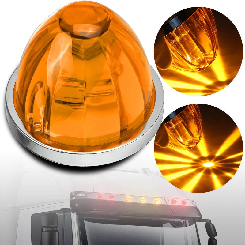 2x Amber LED Watermelon Lights Side Marker Truck Trailer Turn Signal Light 12V