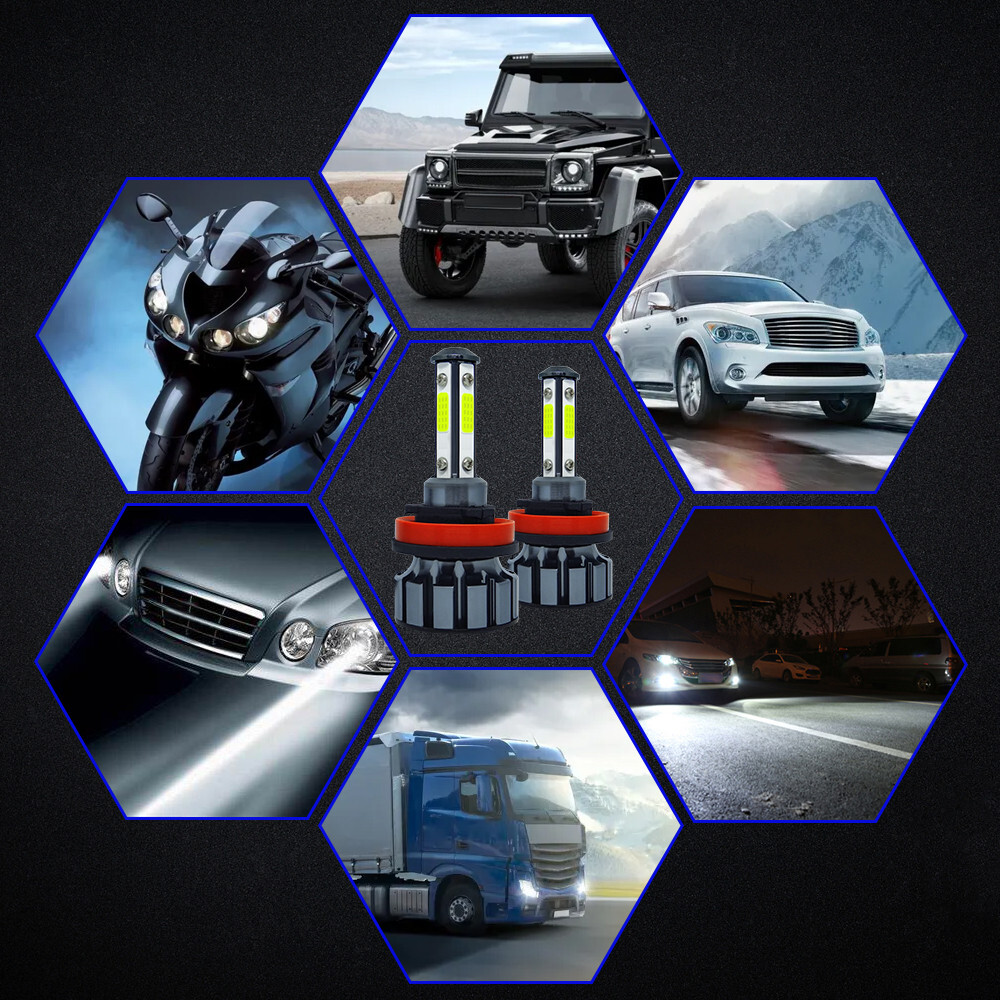 60x 4-Side Combo 9005+9006+H11 LED Headlight Fog Light Kits High Low Beam Bulbs