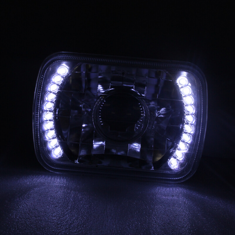 5×7″ 7×6″ LED Halo Headlight DOT For Jeep Wrangler YJ Cherokee XJ 1986-1995 Pair
