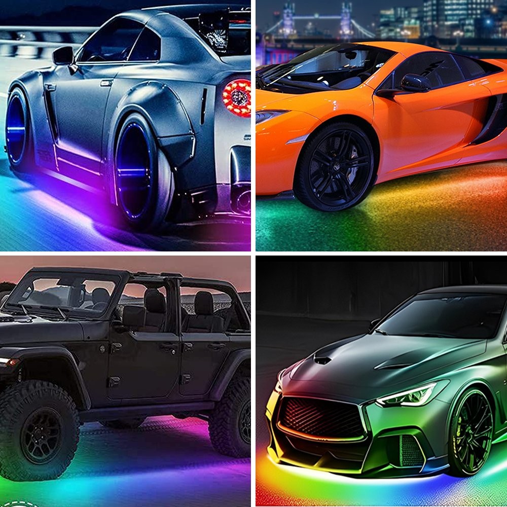 1-10X 6-in-1 RGB Under Strip Light Strip LED Neon Tube UndergLo Underbody System