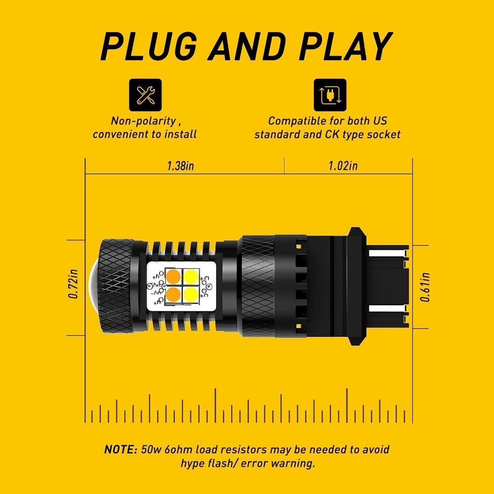 AUXITO 3157 16SMD LED Switchback Dual Color White Yellow amber Turn Signal Light