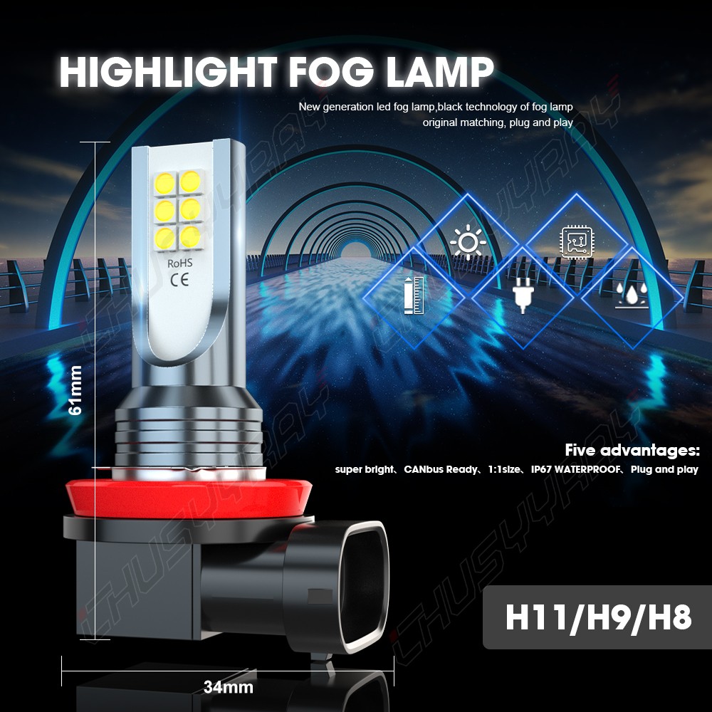 For Ford Ranger 2019 2020 6000K LED Headlight H/L + Fog Light 6x Bulbs Combo Kit
