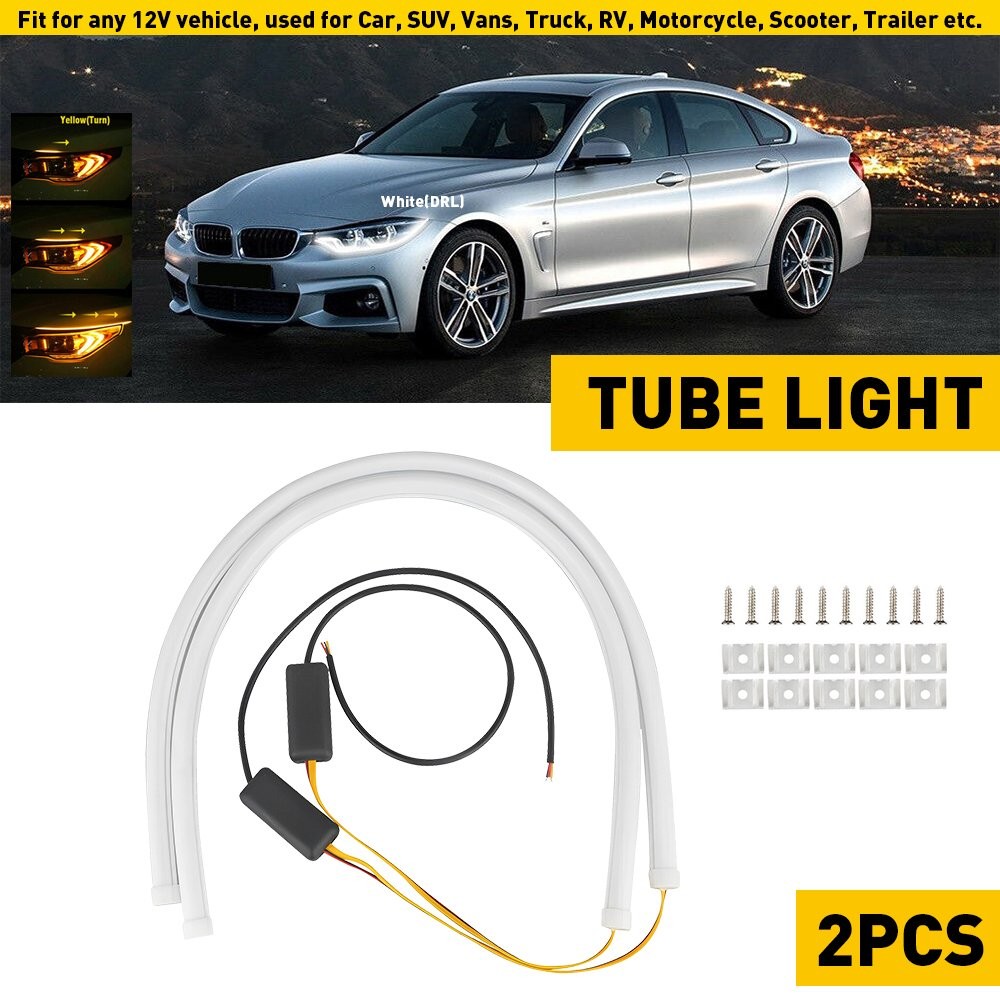 AUXITO Flexible Car Soft Tube Guide LED Lamp Strip DRL Daytime Running Light DRL