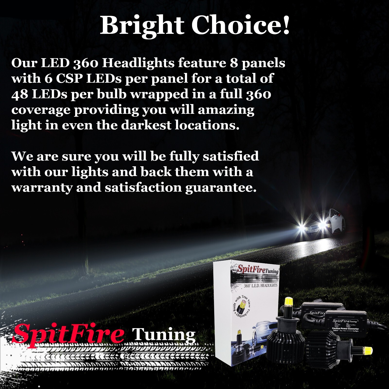 Fits Daewoo Premium 360 LED Headlight Bulbs H1 H3 H7 H11 9005 9006 9012