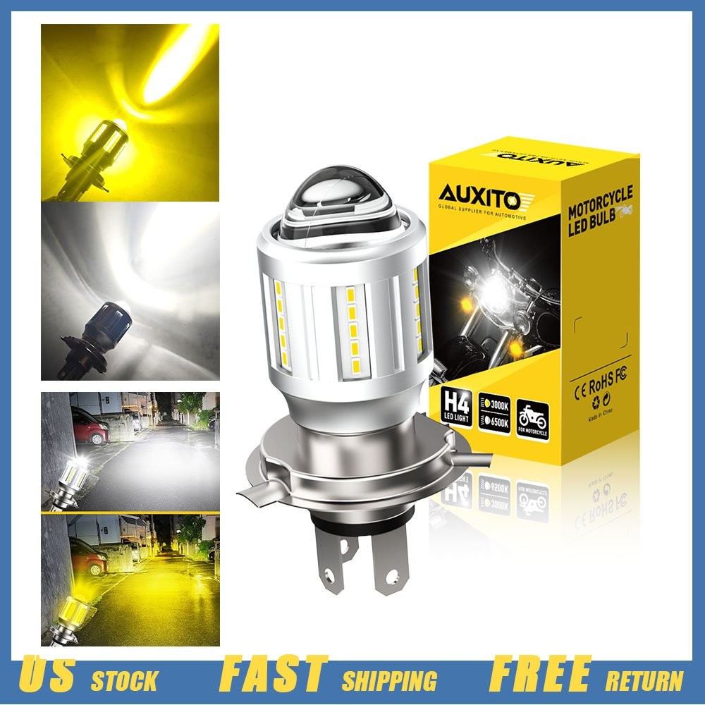 Motorcycle H4 LED Headlight Bulbs High Low Canbus 8W 1000LM 6500K White Amber