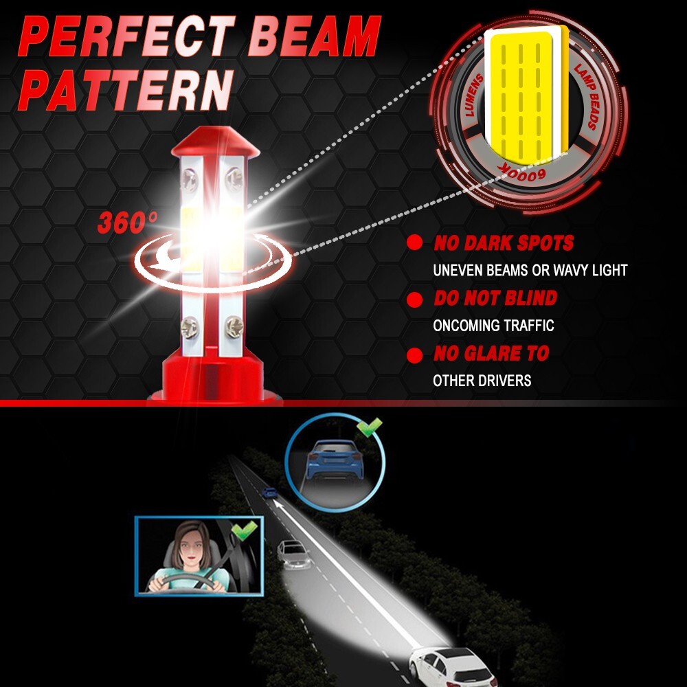 H11 LED Headlight Super Bright Bulbs Kit 8000K White 330000LM High/Low Beam