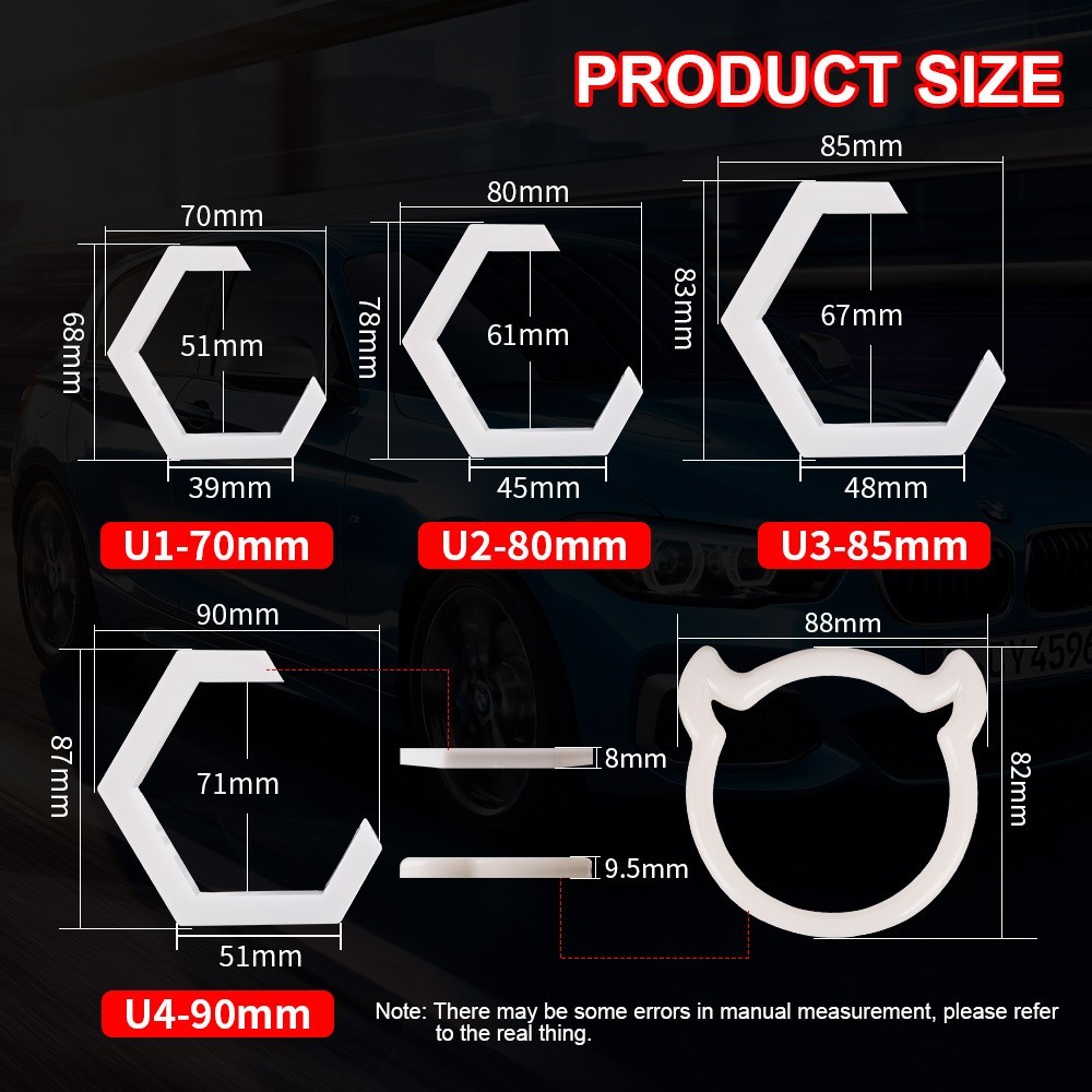 APP 2 in 1 Car RGB Heart LED Angel Eyes Halo Rings Headlight DRL Light Retrofit