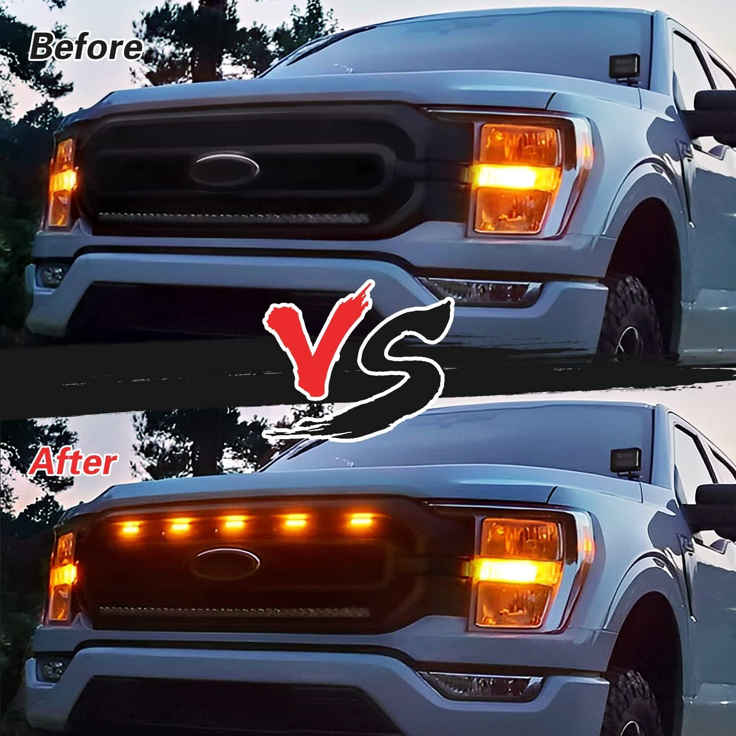 Front Grille Lights for Ford F150 2021 2022 2023 XL XLT Led Grill Amber Lights