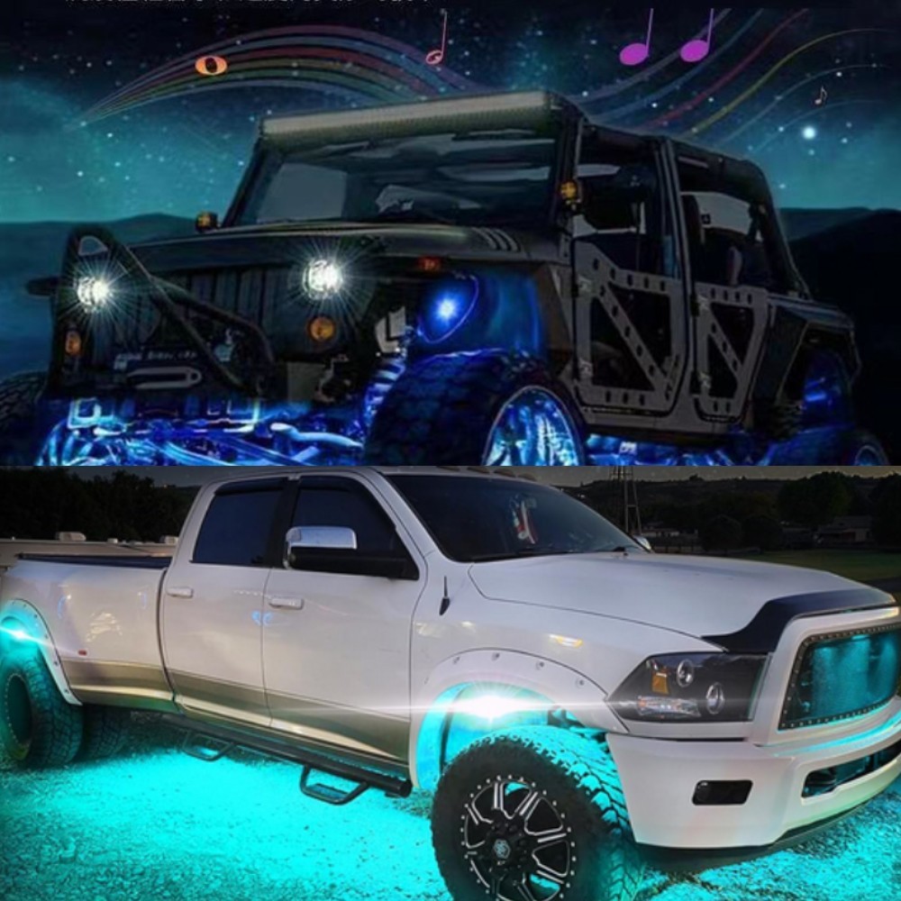 APP RGB LED Rock Lights Kits for Pickup Off-Road Truck ATV UTV JP Chassis Lights
