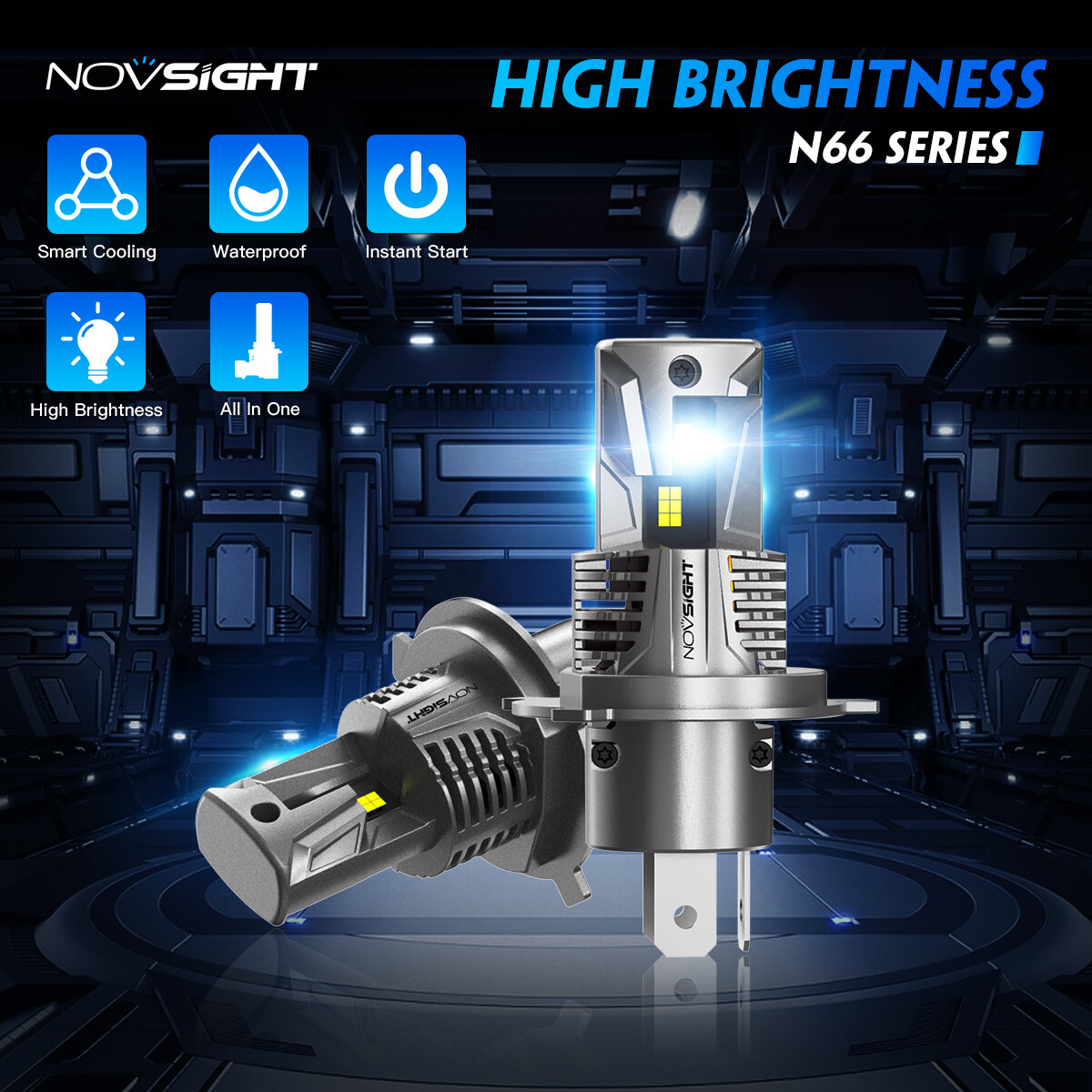 2pcs NOVSIGHT 9003 H4 LED Headlight Bulbs Kit 13000LM High Low Beam Bright Lamp