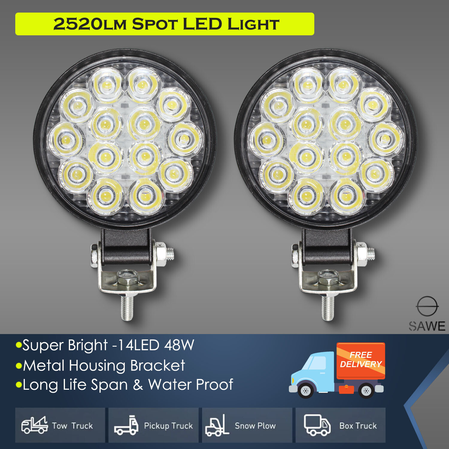 6 x 14 LED 48w Work Light Bar Flood Spot Lights for Trucks SUV ATV Offroad Fog