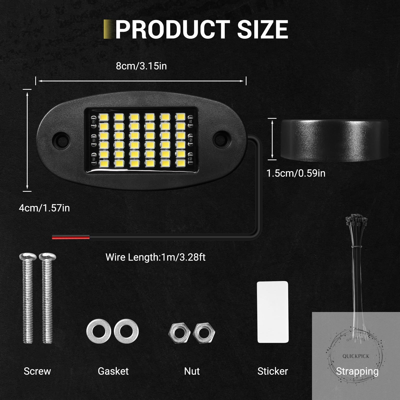 20 Pods White Rock Lights 6000K Pure White 36 LEDs SMD Chips Super Bright Neon