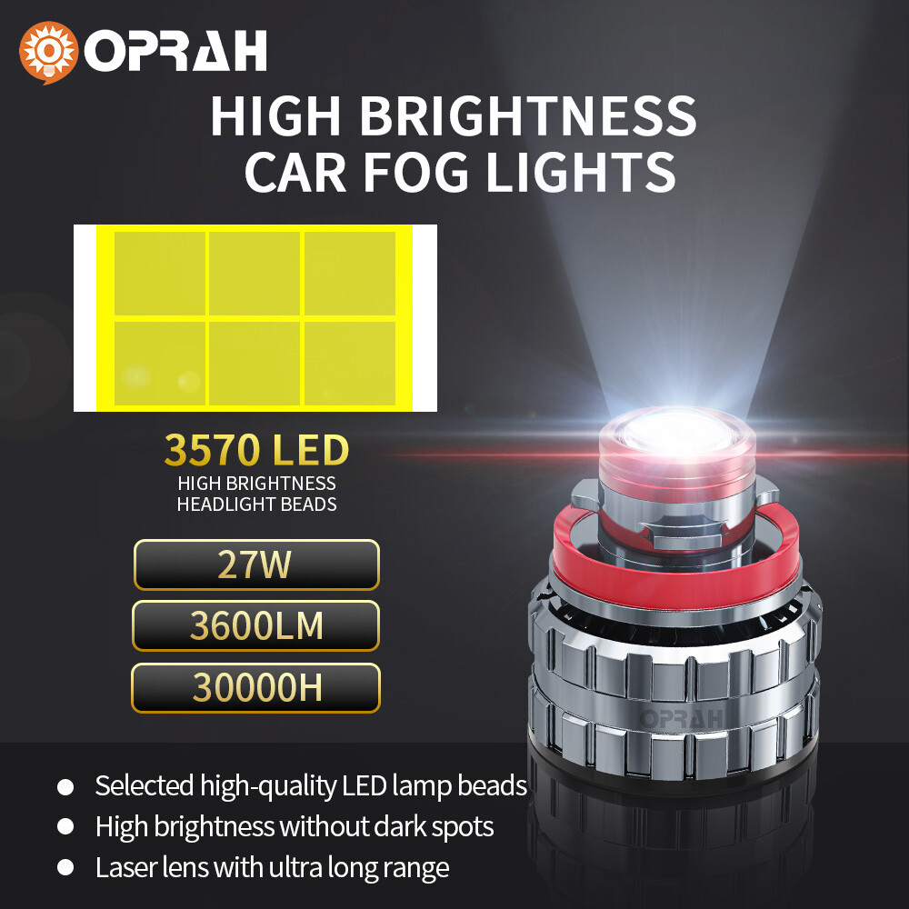 9005 OPRAH LED Fog Light Bulbs Projecto Laser Lens Auto Headlight H7 H11 9006 2X