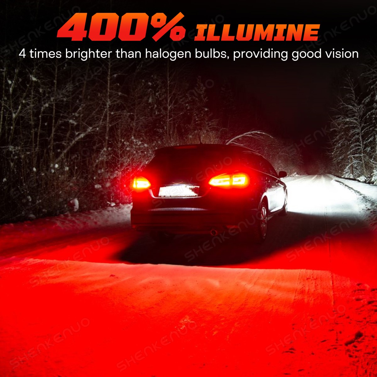 2PCS 3157 LED Red Strobe Flash Blinking Brake Stop Tail Light Parking Bulb Lamp