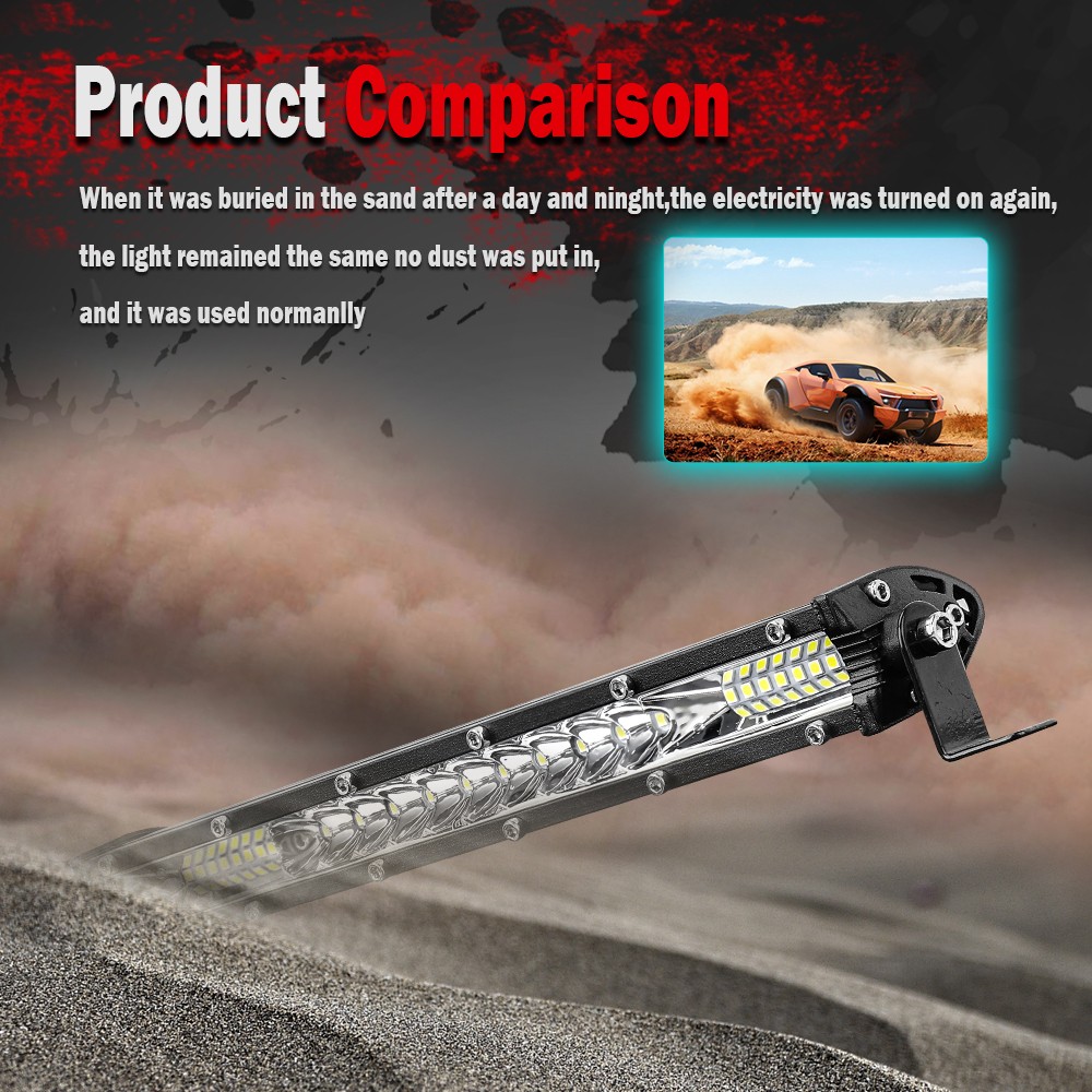 20″inch Chrome LED Light Bar 400W Single Row Slim Spot Flood Combo Truck UTV ATV