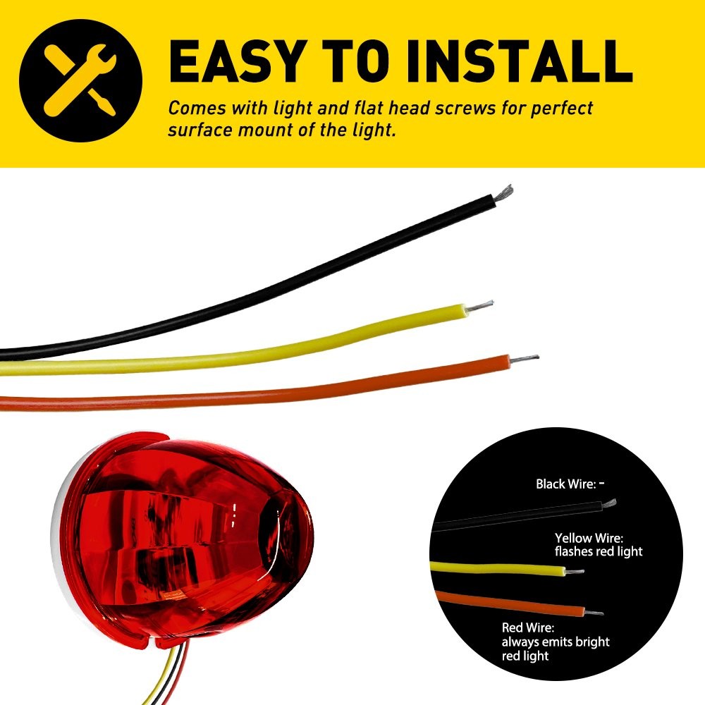 2x Red Flash LED Watermelon Lights For Truck Trailer Round Side Marker Lamps 12V